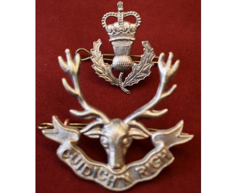 Seaforth Highlanders (The Queen's Own Regt) EIIR  Glengarry Badge (Anodised) lugs in two part construction. -Highland Light I