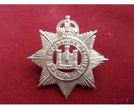 Devonshire Regiment 5th Battalion Territorials Cap Badge (White-metal), two lugs. The same as the forth but in w/m. K&amp;K: 