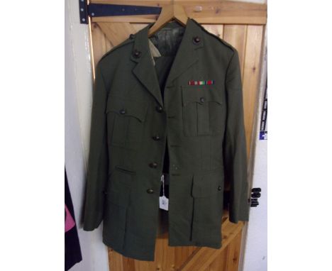 Royal Marine No.2 EIIR 2nd Lt's Uniform including: Jacket, Trousers, Shirt, Belt and Tie, 1970's with Bronzed buttons and col