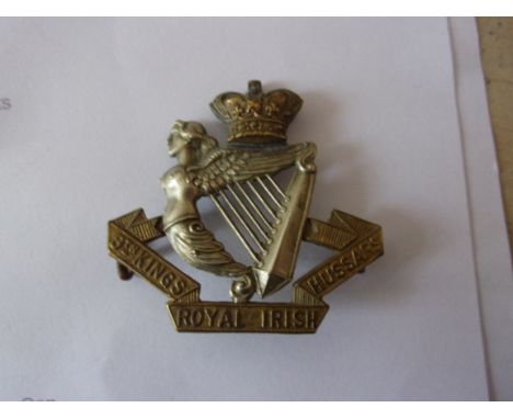 8th (King's Royal Irish) Hussars Victorian Cap Badge (Bi-metal), two lugs. K&amp;K: 761