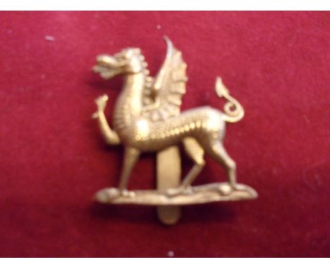 Monmouth School Officers Training Corps WWI Cap Badge (Brass), slider, second type and made J.R. Gaunt, B'ham. K&amp;K: 2626