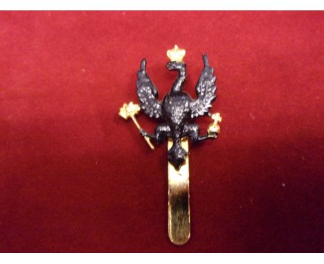 14th/20th King's Hussars Officers Cap Badge (Gilt and black painted), two lugs, second type sealed in March 1932. K&amp;K: 19