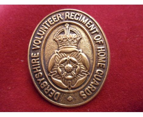 Derbyshire Volunteer Regiment of Home Guards WWI Other Ranks Cap Badge (Gilding-metal), two lugs and second type. K&amp;K: 16
