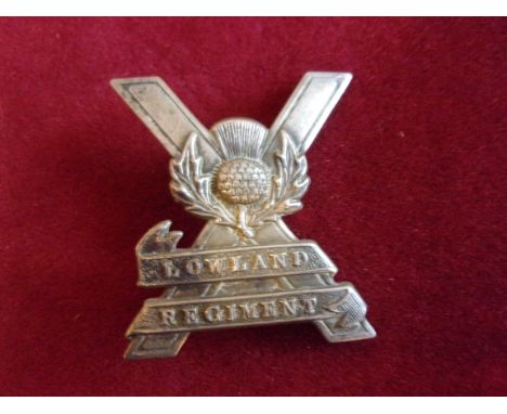 The Lowland Regiment WWII Glengarry Cap Badge (White-metal), two lugs. K&amp;K: 2022-The Highland Regiment WWII Glengarry Cap