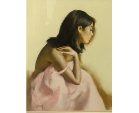 Johnny?, a modern pastel, portrait of a lady, signed. Size is 38cm x 30cm