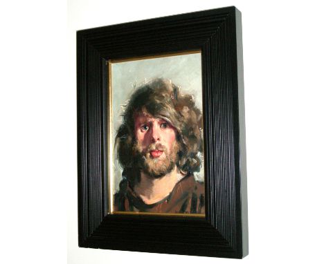 Robert Lenkiewicz (1941-20020) oil on canvas, signed to the image 'Self Portrait', as a Young Man in 1973 aged 32, signed to 