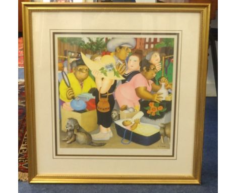 Beryl Cook 'Street Market' signed lithograph print, issued 1985, edition of 850, Beryl's comments about the picture "Time fli