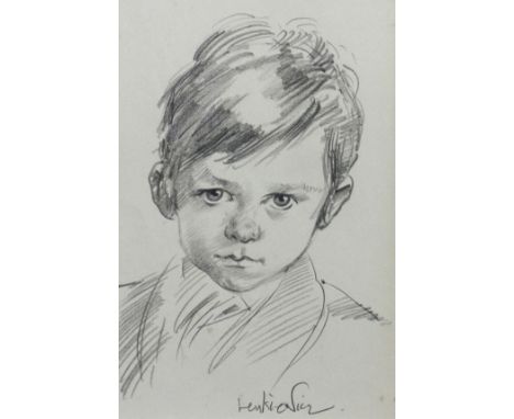 Robert Lenkiewicz (1941-2002), signed pencil portrait of a child circa 1970's., 37cm x 25cm