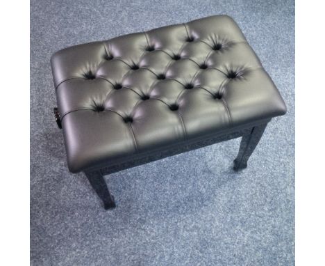 Piano Stool A concert adjustable piano stool in a bright ebonised finish with button leather top.  