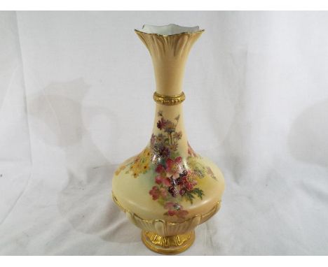 Royal Worcester - a large blush ivory vase decorated in a floral design shape No.1538, 27cm (h) Est £70 - £100