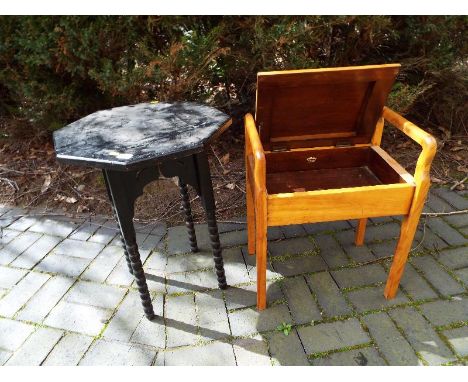 A Atcraft piano stool with single hinge lid and an octagonal occasional table (2)