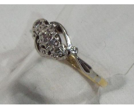 A lady's yellow metal trilogy ring stamped 18 ct, approx weight 2.98 gm (all in) size N + 1/2