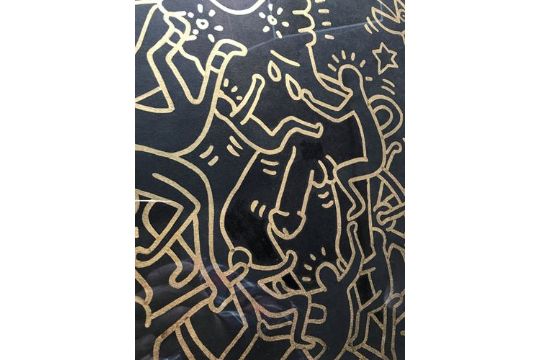 Keith Haring 1958 1990 Erotic Drawing In Gold Felt On Black Matte Paper Circa 198587 Signed 8927