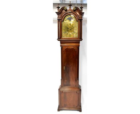 JOHN WYKE, LIVERPOOL; a George III mahogany cased eight-day longcase clock, the brass dial set with Roman and Arabic numeral 