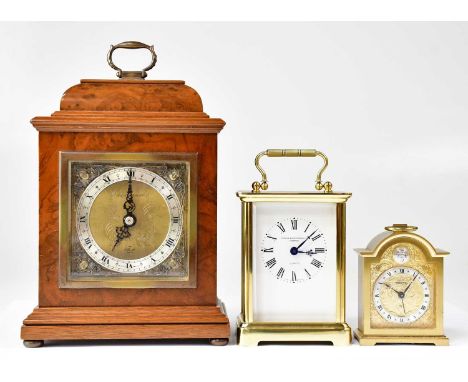 A Boodle and Dunthorne Ltd Liverpool brass cased carriage clock with battery movement, height 15cm, together with a Georgian-
