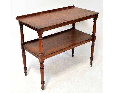 PORT OF LIVERPOOL: a Victorian mahogany two-tier buffet on turned legs to castors, 78 x 92 x 45cm.Condition Report: - This lo