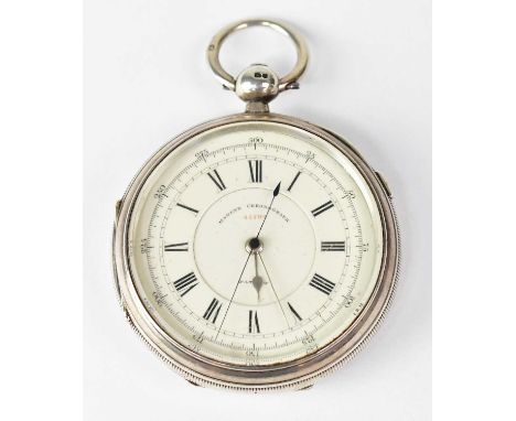 A hallmarked silver cased marine chronograph, Charles Cooke, London 1877, with Joseph Hewitt St.Helens movement, the white en