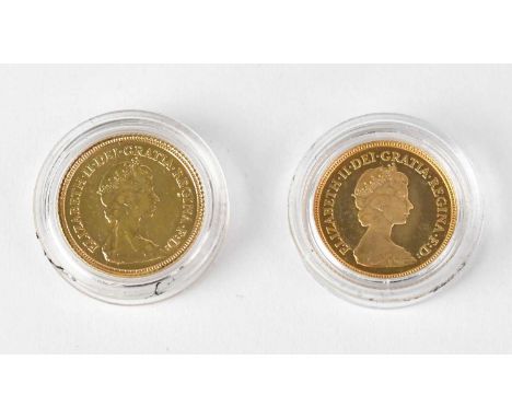 THE LONDON MINT OFFICE; Elizabeth II, two encapsulated half sovereigns, 1980 and 1982, with certificate of authenticity for '