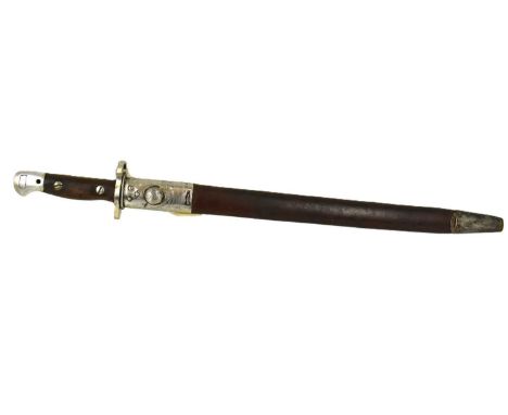 An Enfield 1907 pattern bayonet by Wilkinson, blade length 43cm, overall length 55.5cm, with scabbard.Condition Report: - Ple