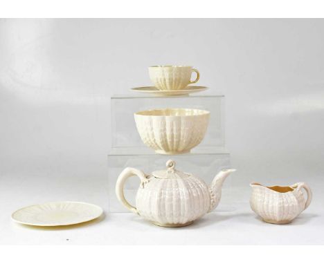 BELLEEK; a porcelain part breakfast set comprising teapot, milk jug, cup and saucer, slop bowl and spare saucer.Condition Rep