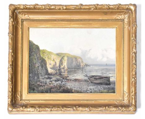 GEORGE MELVIN RENNIE (1874-1953); oil on canvas 'Mochall's Coast', scene depicting a fishing boat on the shore, signed lower 
