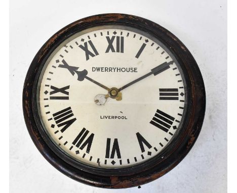 PORT OF LIVERPOOL; a very large late 19th century ebonised double-sided hanging station-style clock, with single fusee moveme