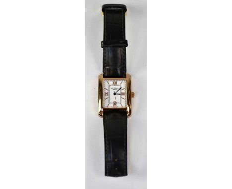 ROTARY; a gentlemen's model GS02651/C9 wristwatch with tank head, the white dial set with Roman numerals at 3, 6, 9 and 12 o'