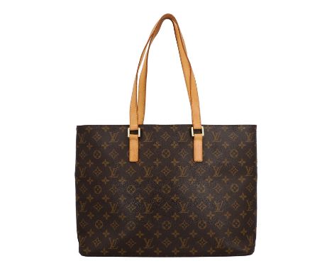 LOUIS VUITTON Schultertasche "LUCO GM", Koll. 1999. Monogram Canvas Serie mit Doppelhenkeln aus naturbelassenem Leder und gol