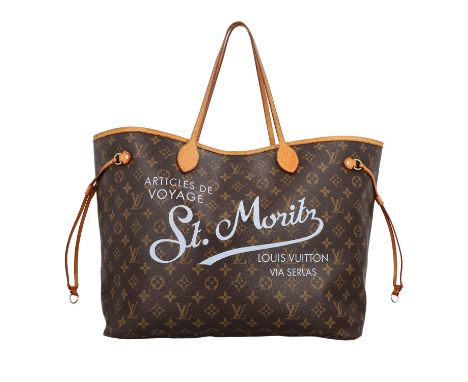 LOUIS VUITTON Shopper "NEVERFULL ST. MORITZ GM", Koll. 2008. Limitierte "ARTICLES DE VOYAGE" Edition. Monogram Canvas mit nat