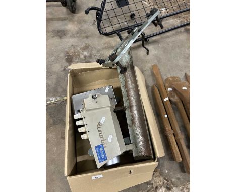 Vintage sewing machine together with various heavy duty breaker attachments