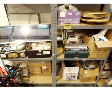 Eleven boxes of mixed household items including ceramic tea sets, glass etc