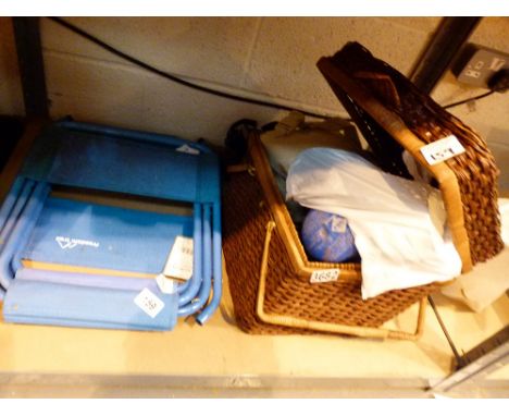 Quantity of camping and picnic related items including a wicker hamper