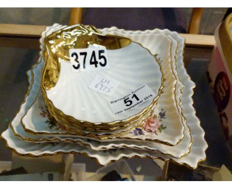 Three Hammersley graduated shallow bowls and three Royal Worcester shell bowls