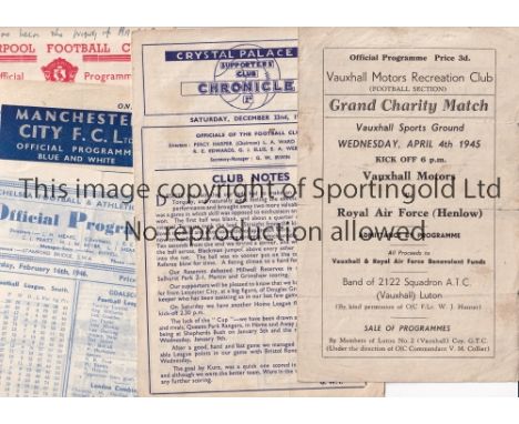 1940's A collection of 7 programmes from the 1940's Vauxhall Motors v RAF (Henlow) (RAF players from Tottenham, Arsenal , Bla