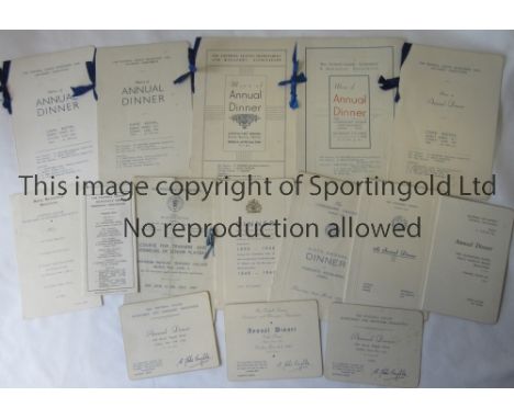 MENUS      A collection of 7 League Secretaries and Managers Association Menus all with blue ribbons with 3 invitations at th