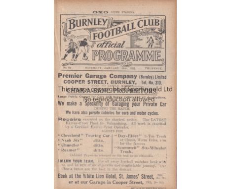 BURNLEY V EVERTON        Reserves programme, ex-bound volume for the match at Burnley 22/1/22.  Generally good.