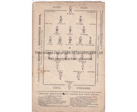 NOTTS COUNTY    Six page Card programme Notts County v Sheffield Town played at Trent Bridge , Nottingham 4/10/1884. No writi