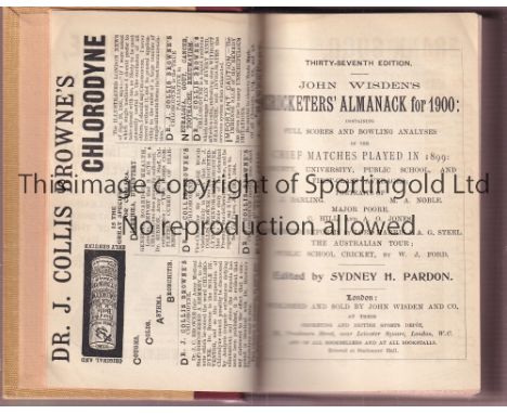 CRICKET WISDEN   Reddish Brown and light brown rebind of original softback John Wisden Cricketers' Almanack for 1900. 37th Ed