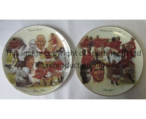 MAN UNITED     Two ceramic plates made by British Sporting Heritage with a Manchester United flavour, one for Eric Cantona "P