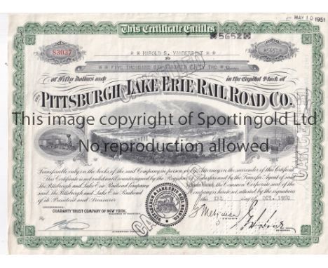 SHARE CERTIFICATES     A collection of 5 Share certificates from the 1940's and 1950's. 100 shares Tobacco Products Corporati
