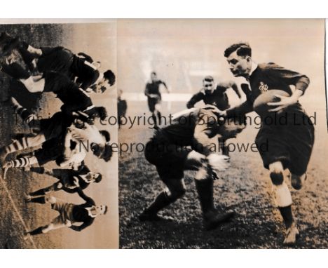 RUGBY UNION       Nineteen original B/W Press photos with stamps on the reverse, 8" X 6" and larger from the 1930's and 1940'