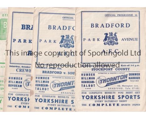 BRADFORD PARK AVENUE  Four home programmes 54-55 X2 Stockport &amp; Southport, (stain to spine area)  55-56 Crewe and 56-57 W