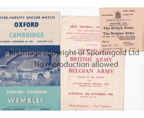 REPRESENTATIVE MATCHES     Two representative games from the 1954/55 season British Army v Belgian Army at Dulwich with ticke