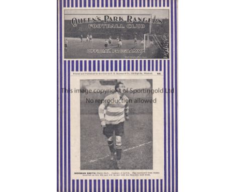 QPR       Home programme Queen's Park Rangers v Crystal Palace 8/11/1930 . Light staple rust. No writing. Generally good
