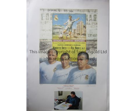 REAL MADRID   Limited edition 47/100 print of a poster 23" x 17 " showing Real Madrid's match with Manchester United 19th Sep