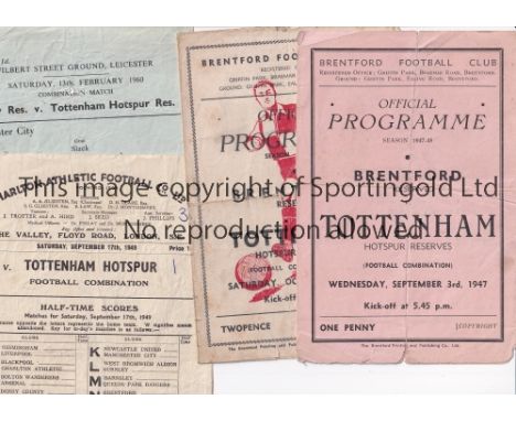 SPURS      A collection of 34 Tottenham Reserves away programmes 1947-2002 to include v Brentford 1947/48 (some clear tape), 