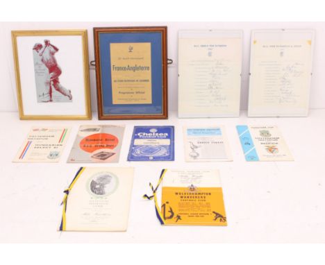 Sporting: A collection of assorted sporting memorabilia to comprise: Billy Wright Sporting Dinner Seating List; Mike Hawthorn
