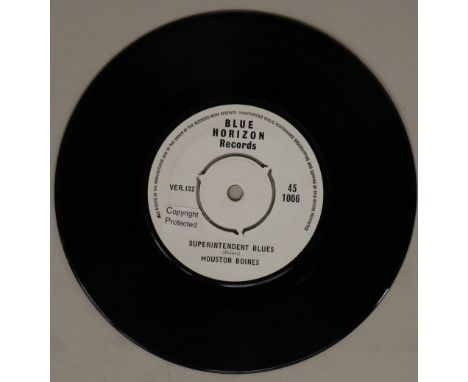 HOUSTON BOINES - SUPERINTENDENT BLUES C/W MONKEY MOTION 7" (BLUE HORIZON 45 1006). Another extremely hard to find Blue Horizo