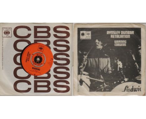 AYNSLEY DUNBAR RETALIATION - WARNING C/W COBWEBS (7" PROMO AND STOCK COPY). Both the original UK stock and promo copies of th