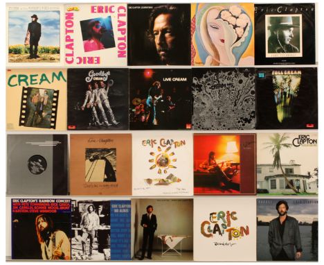 Eric Clapton and Cream LPs and 12"s. Includes: Cream - Live (1970 pressing), Wheels Of Fire (1973 reissue), Goodbye Cream (19